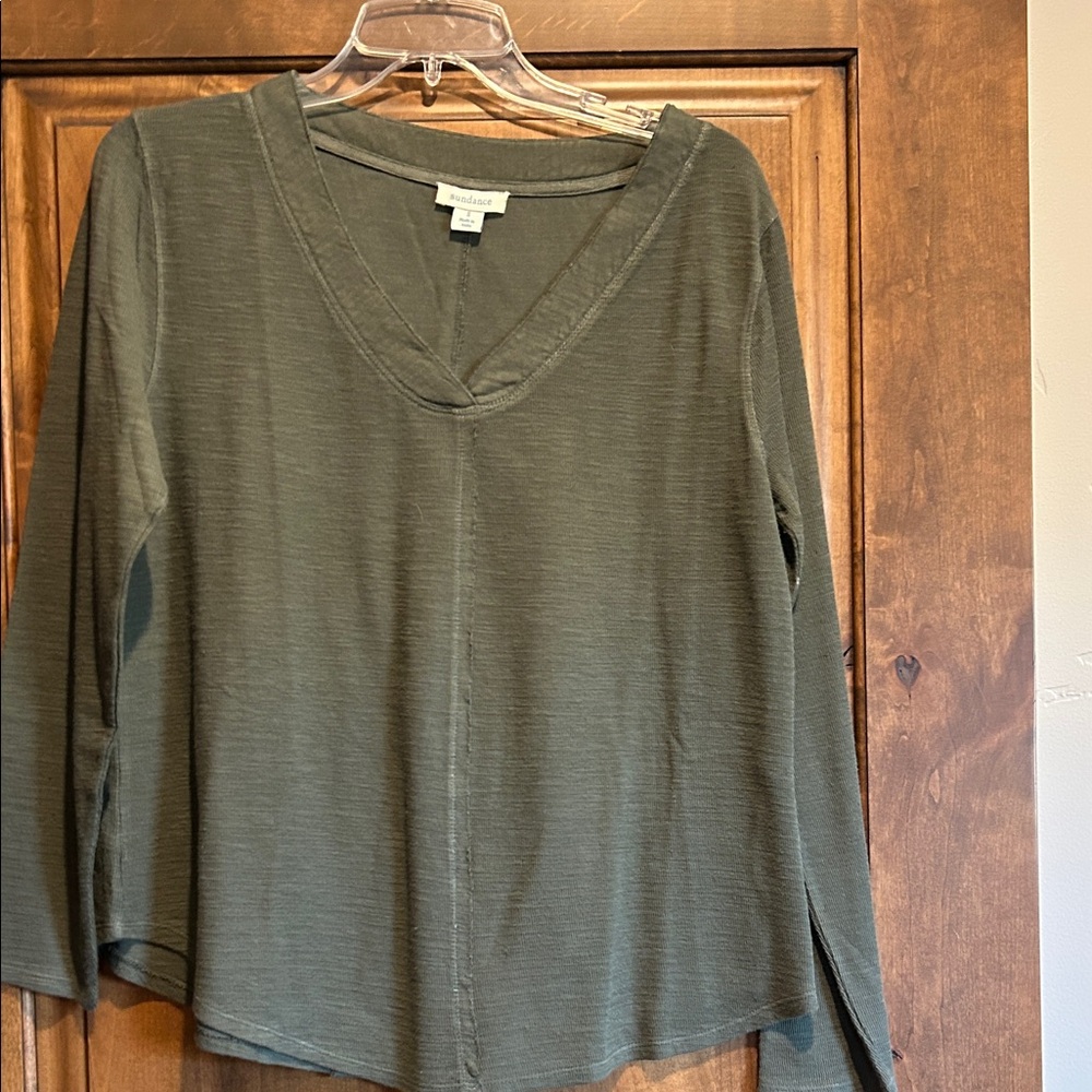 Sundance hunter green V-neck sweater